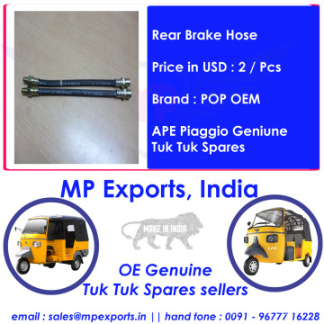 Ape Tuk Tuk Spares Rear Brake Hose